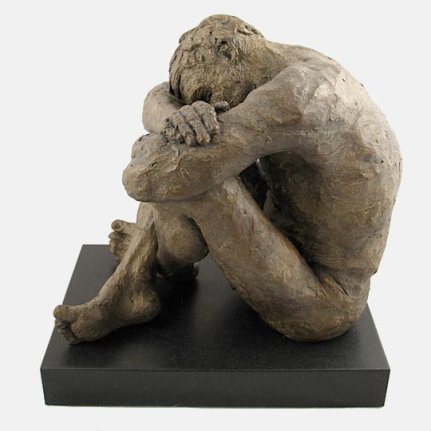 Bronze cast No 2 / 12 of Richard sitting with head resting on knees