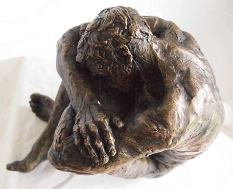 Bronze cast No 1 / 12 of Richard sitting with head resting on knees